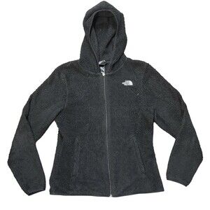 The North Face Oso Fleece Jacket Womens Small Black Full Zip Hoodie Preppy Logo